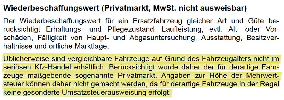 Wiederbeschaffungswert Umsatzsteuer